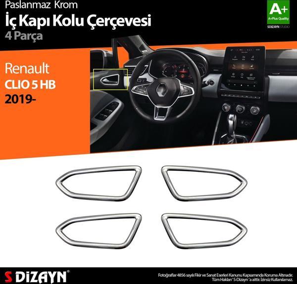 Renault Clio 5 Krom İç Kapı Kolu Çerçevesi 2019 2020 2021 2022 2023 2024 2025 - Image 1