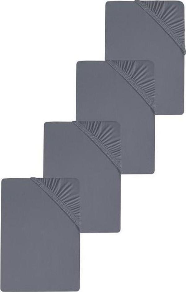 4 Adet Düz Pamuklu Tek Kişilik 80 x 200 x 30 cm Lastikli Penye Çarşaf - Image 1