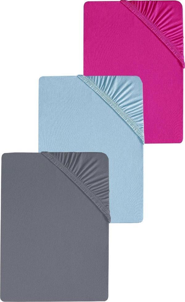 3 Adet Düz Pamuklu Tek Kişilik 120 x 200 x 30 cm Lastikli Penye Çarşaf - Image 1
