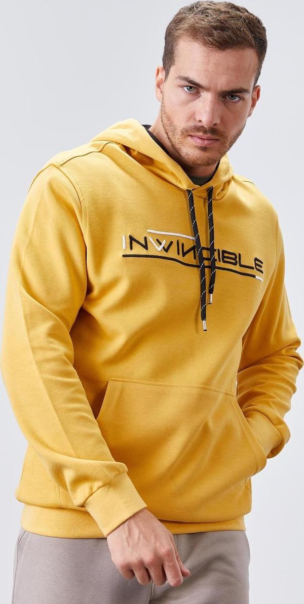 Hardal Kanguru Cep Standart Kalıp Kapüşonlu Erkek Sweatshirt - 87883 - Image 1