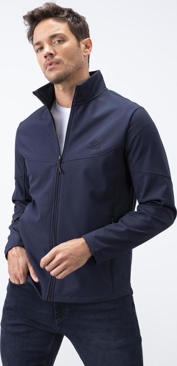 Lacivert Fermuarlı Dik Yaka Su ve Rüzgar Geçirmez Softshell Erkek Mont - 88050 - Image 1