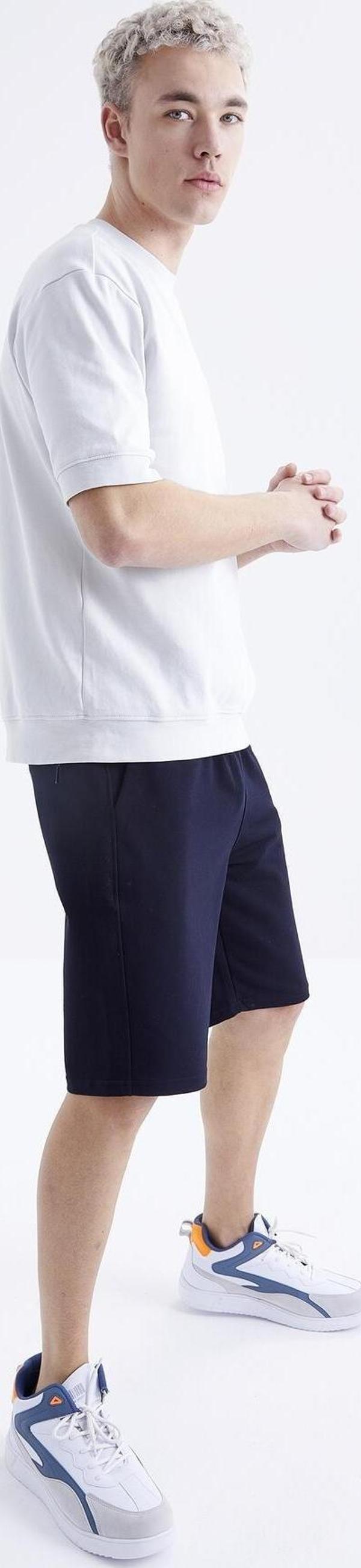 Lacivert Bağcıklı Standart Kalıp Basic Erkek Şort - 81212 - Image 1