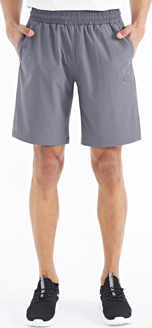 Koyu Gri Yan Cep Detaylı Lastikli Erkek Şort - 81238 - Image 1