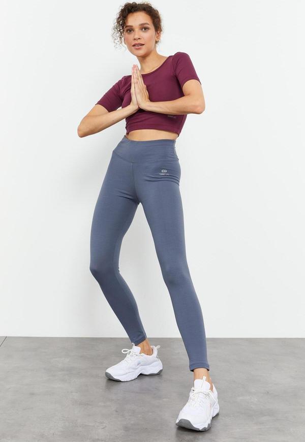 Petrol Yüksek Bel Toparlayıcı Slim Fit Dar Paça Kadın Tayt - 94011 - Image 1