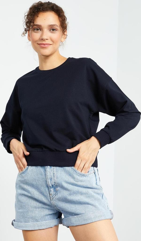 Lacivert Basic Rahat Form O Yaka Kadın Sweatshirt - 97114 - Image 1