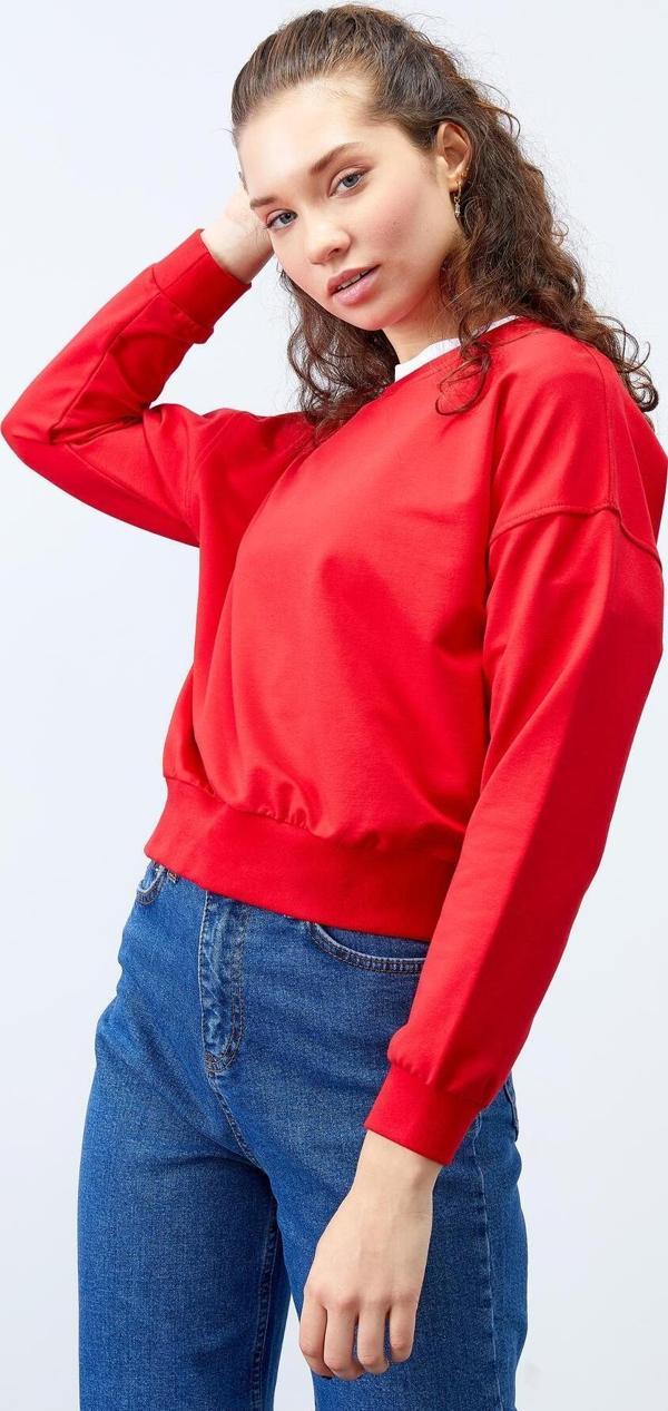 Kırmızı Basic Rahat Form O Yaka Kadın Sweatshirt - 97114 - Image 1