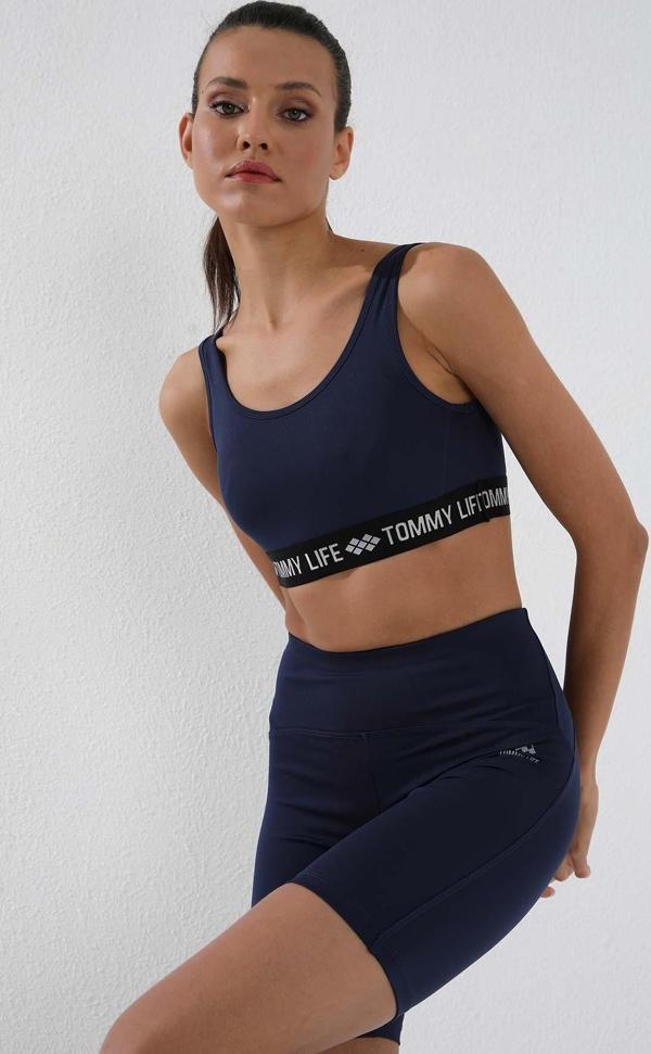 İndigo Yüksek Bel Toparlayıcı Kısa Biker Kadın Tayt - 91007 - Image 1