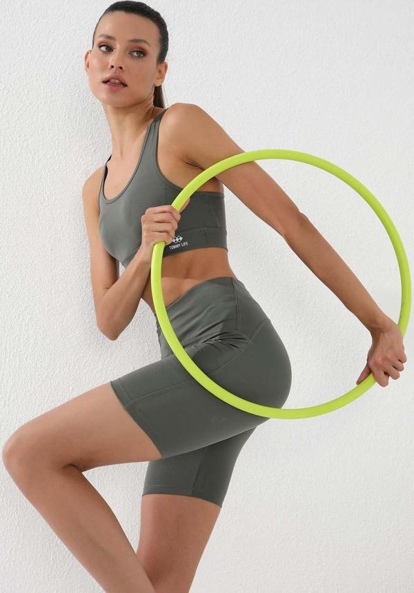 Çağla Yüksek Bel Toparlayıcı Kısa Biker Kadın Tayt - 91007 - Image 1