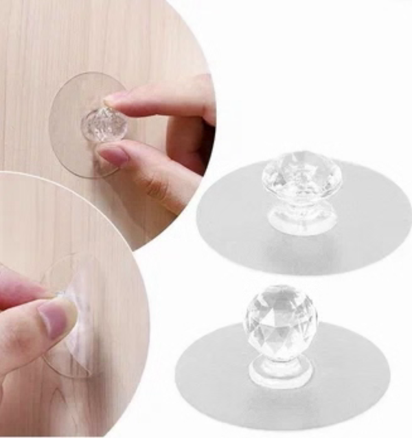 2 ADET ÇEKMECE DOLAP KAPI DÜĞMESİ ŞEFFAF CAM TOPUZ KULP - Image 1