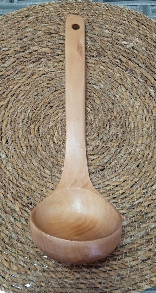 Bambu Doğal Ahşap Kepçe 27cm Çorba Yemek Kepçesi - Image 1