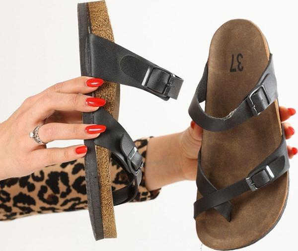 Eformoda Siyah Kadın Mantar Parmak Arası Terlik Terlik Em9638 40 - Image 1