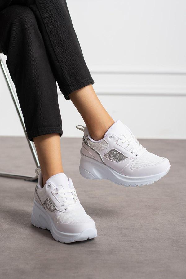 Eformoda Beyaz Kadın Yüksek Topuklu Sneaker Pl044 36 - Image 1