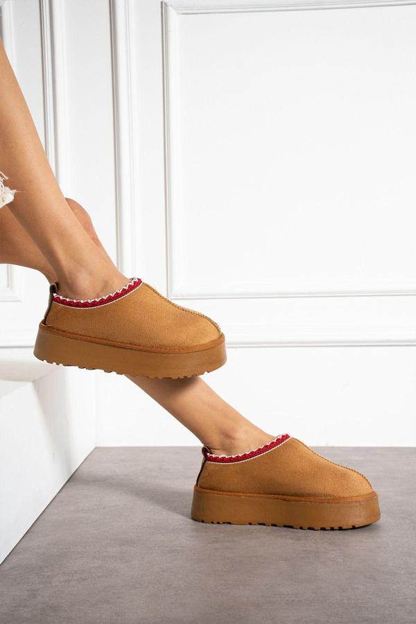 Eformoda Taba Kadın Kalın Tabanlı İçi Kürklü Kısa Bot Ug05 37 - Image 1