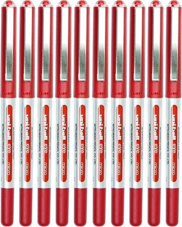 Kırmızı Pilot Kalem 10 Adet Uniball Eye Mikro 0.5 mm Roller Pilot Kalem Ub-150 Roller Uçlu Likit Mürekkepli Pilot Kalem - Image 1