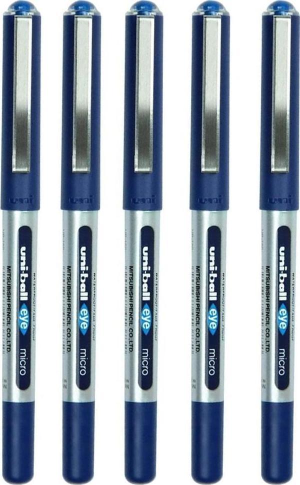 Mavi Pilot Kalem 5 Adet Uniball Eye Mikro 0.5 mm Roller Pilot Kalem Ub-150 Roller Uçlu Likit Mürekkepli Pilot Kalem - Image 1