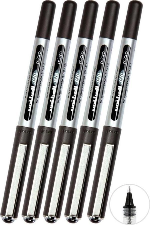 Siyah Pilot Kalem 5 Adet Uniball Eye Mikro 0.5 mm Roller Pilot Kalem Ub-150 Roller Uçlu Likit Mürekkepli Pilot Kalem - Image 1