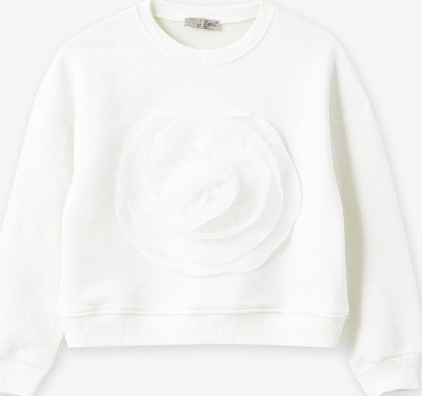 Kız Çocuk Gül Aksesuarlı Sweatshirt - Image 1