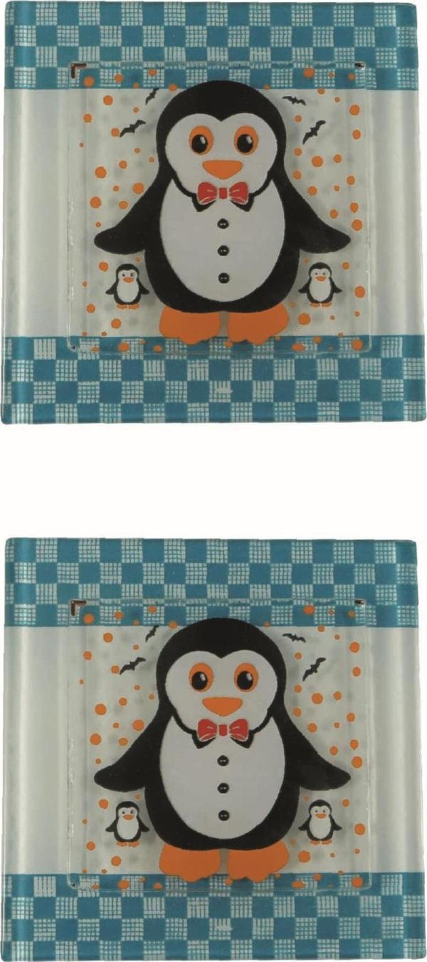 Cam Banyo Gider Kapak Süsü 2 Adet Cam Gider Kapağı 10x10 cm Penguen - Image 1