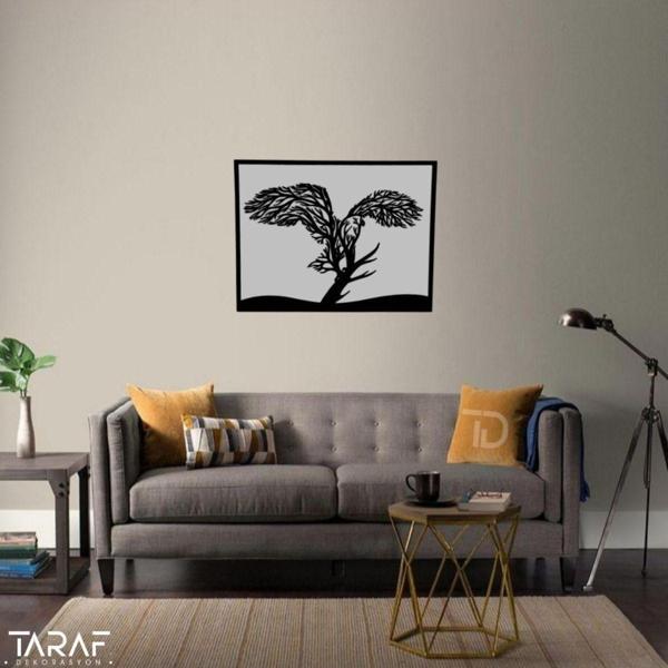 Taraf Dekorasyon Tarafını Seç Kara Kartal Görünümlü Ağaç Tablosu 30 x 45 cm - Image 1