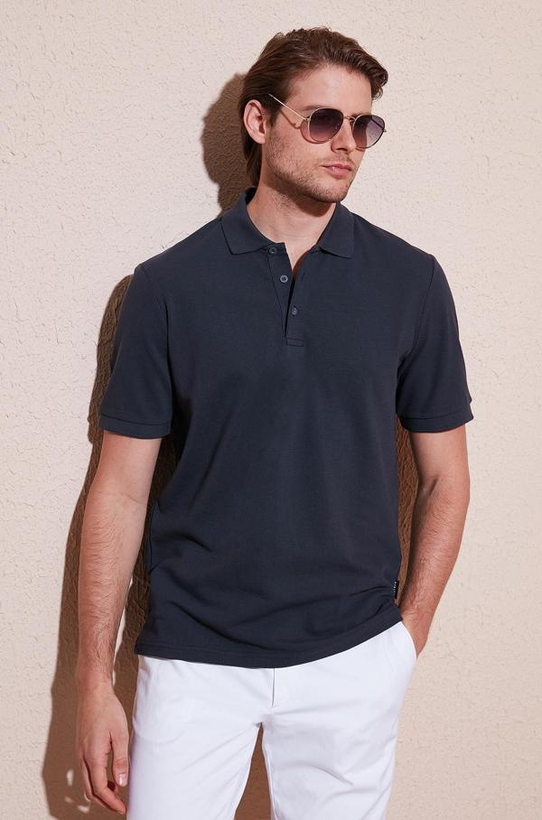 Buratti Pamuklu Regular Fit Düğmeli Erkek Polo Yaka T Shirt 5902127 ANTRASİT - Image 1
