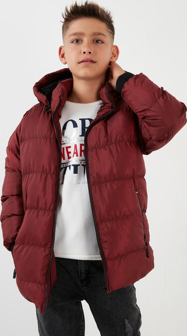 Lela İçi Peluş Astarlı Çıkarılabilir Kapüşonlu Şişme Erkek Çocuk Mont 576220K BORDO - Image 1