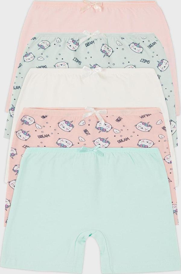 Lela Desenli Streç Pamuklu 5'li Paket Kız Çocuk Boxer 6651009KEDI ÇOK RENKLİ - Image 1