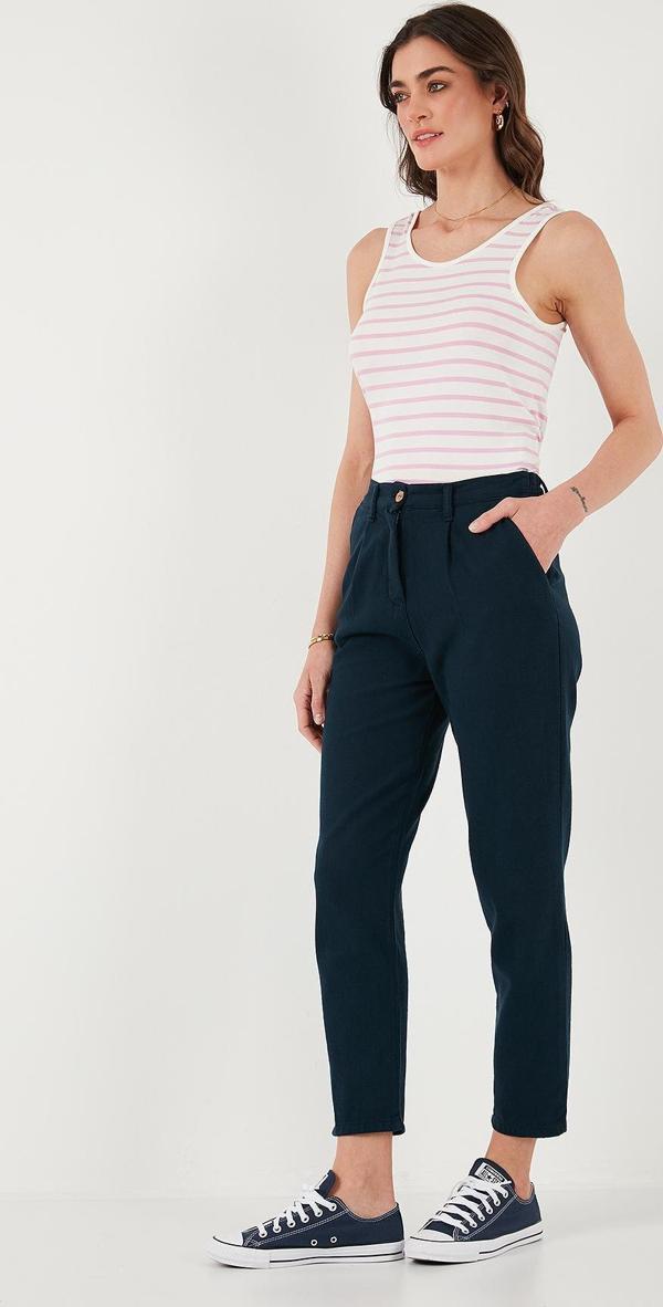 Lela Pamuklu Slim Fit Normal Bel Düz Paça Bayan Pantolon 668Y5121 LACİVERT - Image 1
