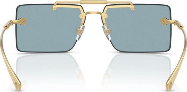 Versace Unisex Altın-Mavi Organik (Uv) Cam Çelik Faset (Çerçevesiz)  Dikdörtgen Güneş Gözlüğü Ve2245 1002/80 - Image 1