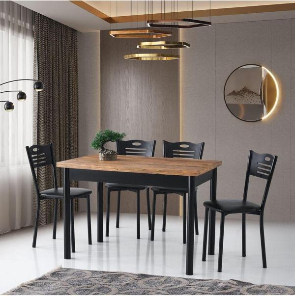 SMART MASA VE SMART SANDALYE TAKIMI, ATLANTİK ÇAM SİYAH, 110x70 - Image 1