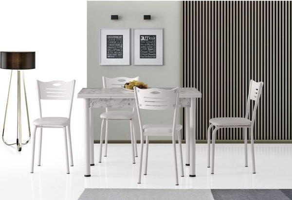 SMART MASA VE SMART SANDALYE TAKIMI, BEYAZ MERMER BEYAZ, 110x70 - Image 1