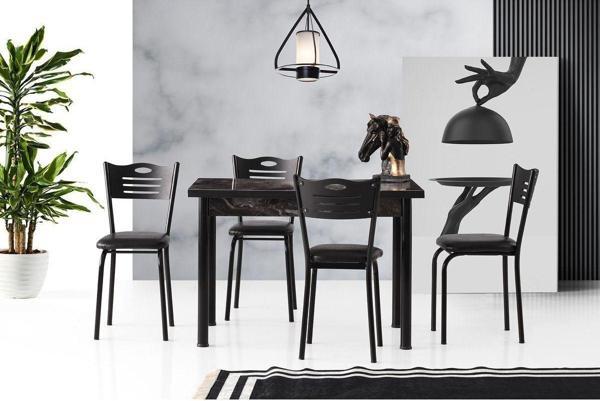 SMART MASA VE SMART SANDALYE TAKIMI, SİYAH MERMER SİYAH, 110x70 - Image 1