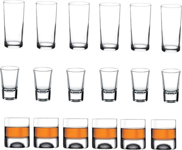 Paşabahçe bardak seti takımı 18 prç. rakı viski shot bardağı seti - Image 1