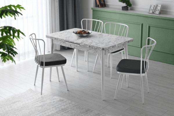 AY MASA VE AY SANDALYE TAKIMI, CARRARA, 70X120 - Image 1