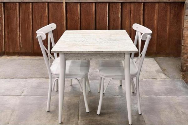 MENDEL MASA VE BAHAR ÇAPRAZ SANDALYE TAKIMI, KRİSTAL, 70X70 - Image 1