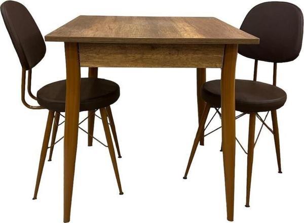 MENDEL MASA VE EYFEL SANDALYE TAKIMI, BAROK CEVİZ 70x70 - Image 1