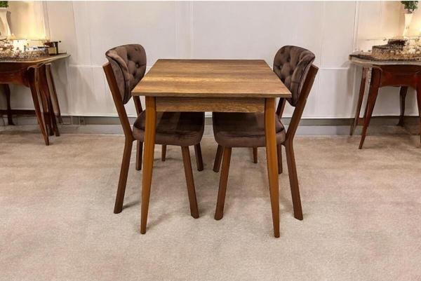 MENDEL MASA VE RİVONE SANDALYE TAKIMI, BAROK CEVİZ, 70X70 - Image 1