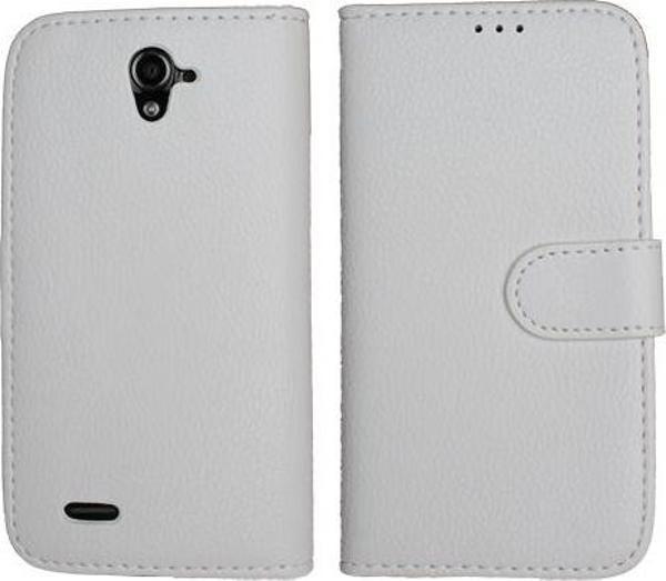 inTouch 3 ile Uyumlu Deri Kılıf Yan Model Kartlıklı Cüzdanlı Beyaz - Image 1