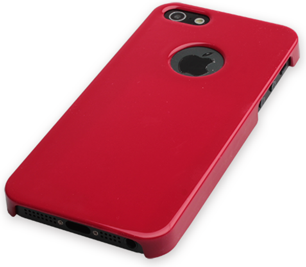 iPhone 5S ile Uyumlu Sert Kauçuk Kılıf Logolu Parlak Kırmızı Renk - Image 1