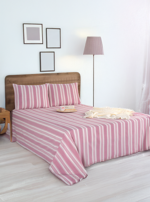 Sport Çizgili Çarşaf + Yastık Kılıfı  Seti Tek Kişilik Soft Line Bordo - Image 1