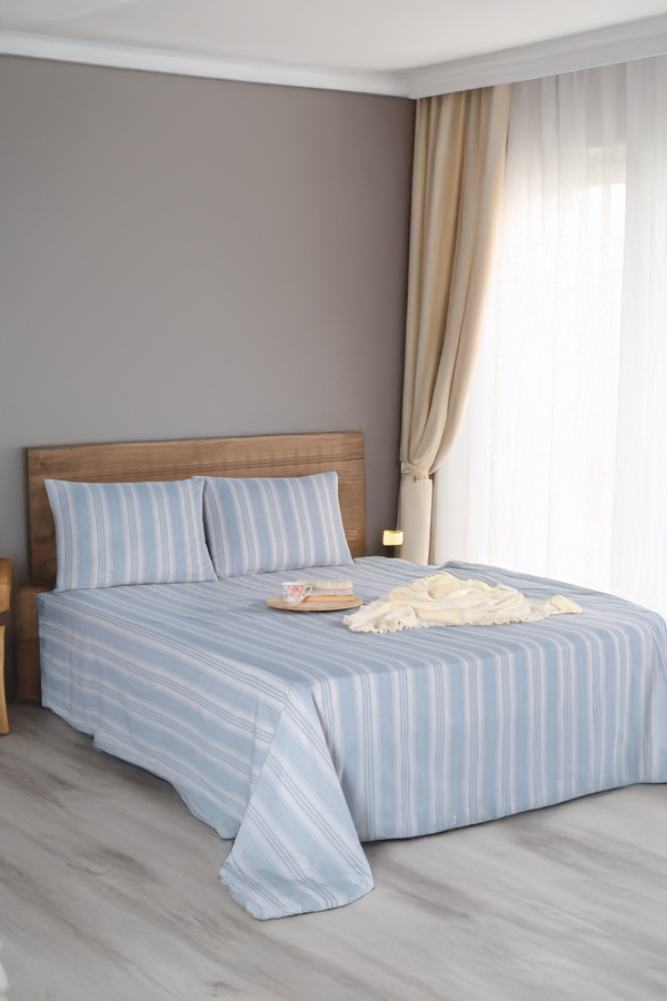 Sport Çizgili Çarşaf + Yastık Kılıfı  Seti Tek Kişilik Soft Line Gri - Image 1