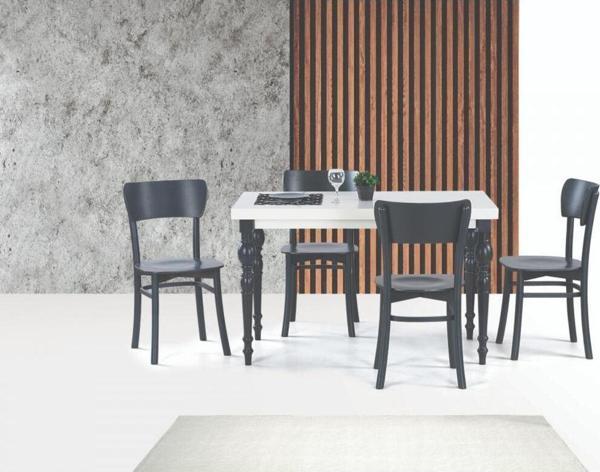 DAMLA SABİT MASA VE KAPALI KELEBEK SANDALYE TAKIMI, BEYAZ ANTRASİT,125x80 - Image 1