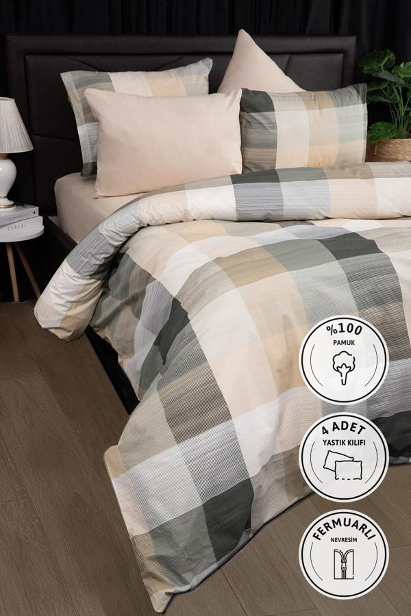 Nevora Premium %100 Pamuk Çift Kişilik Nevresim Takımı - Yeşil - Image 1