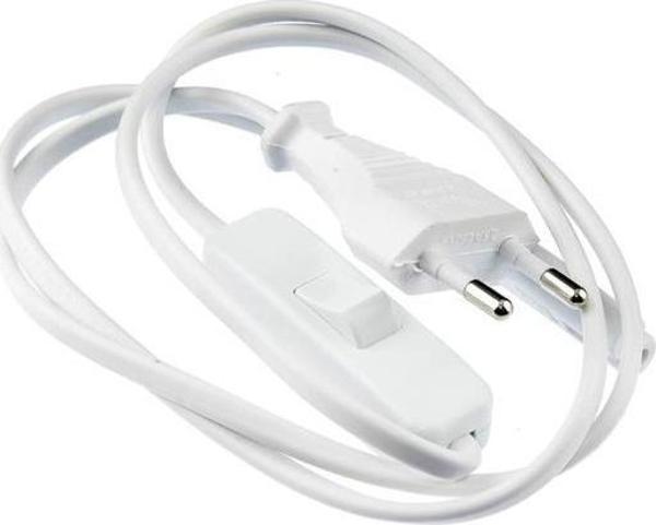 Arapuarlı Fişli Teyp Güç Kablosu Beyaz 1Mt - Image 1