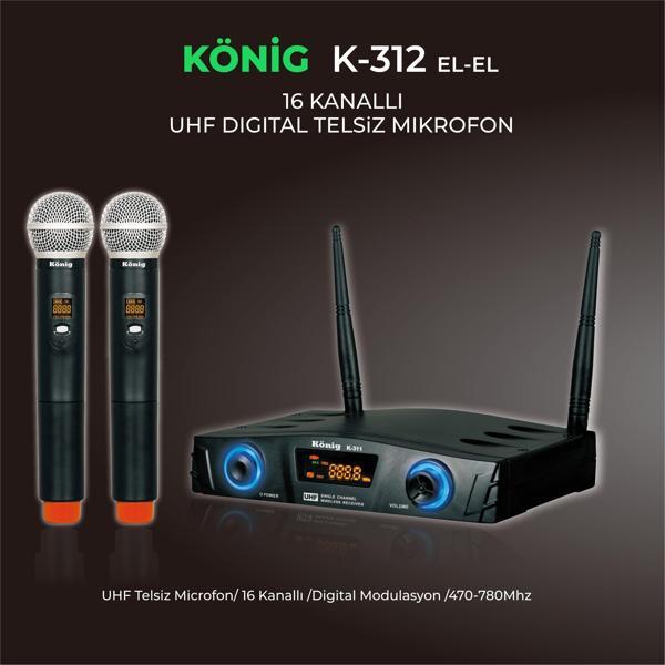 König K-312 EE 16 Kanal UHF Dijital Telsiz Mikrofon - Image 1
