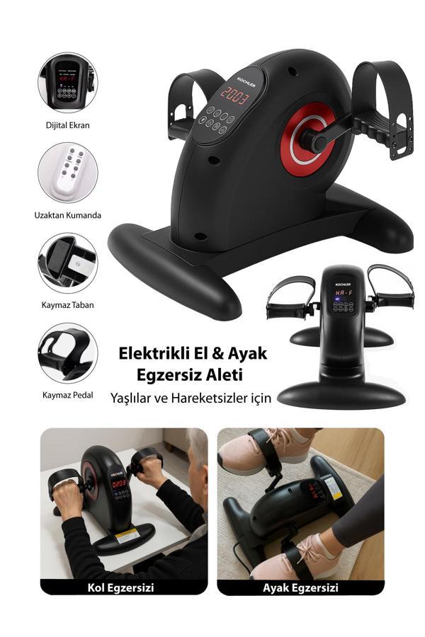 Kochler Mini Elektrikli El ve Ayak Egzersiz Bisikleti Dijital Göstergeli Eliptik Kondisyon Bisikleti - Siyah - Image 1