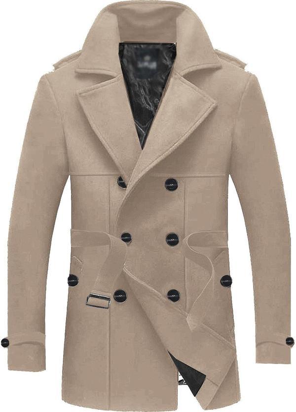 Alaska The Last Frontier Slim Fit Italyan Kesim Ince Kaşe Kaban Trençkot ---Krem--- - Image 1