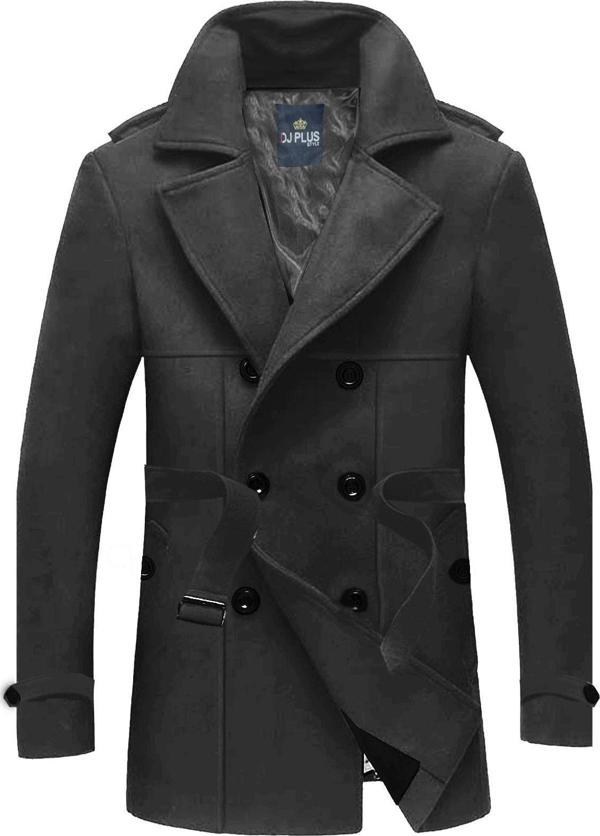Alaska The Last Frontier Slim Fit Italyan Kesim Ince Kaşe Kaban Trençkot --Antrasit-- - Image 1