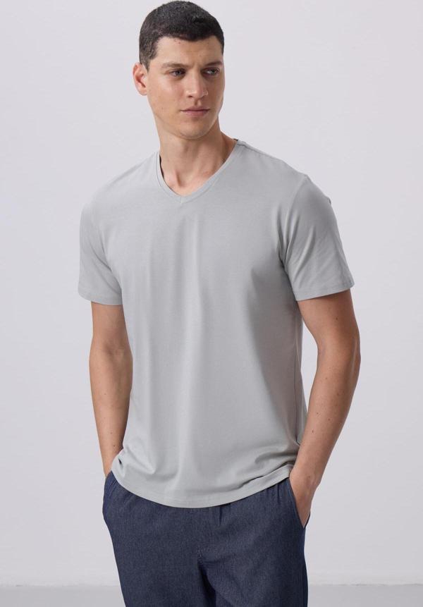 Taş Basic Kısa Kol Standart Kalıp V Yaka Erkek T-Shirt - 87912 - Image 1