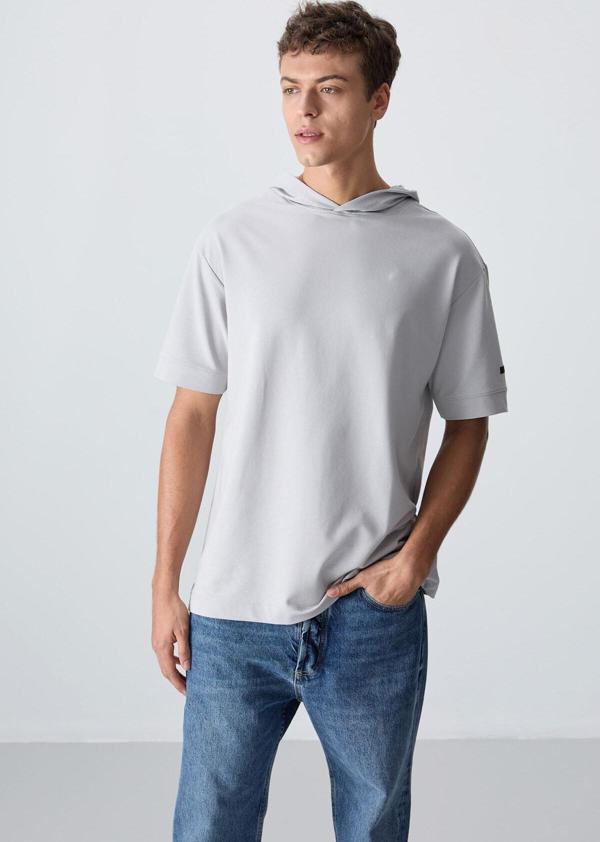 Taş Pamuklu Kalın Yumuşak Dokulu Oversize Fit Basic Erkek T-Shirt - 88352 - Image 1