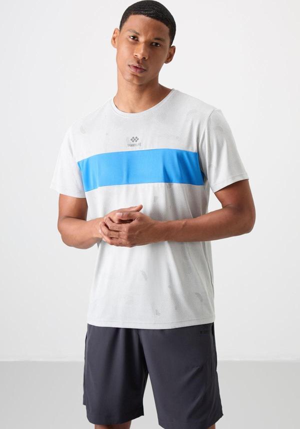 Taş Polyester Nefes Alan Jakarlı İnce Esnek Standart Fit Erkek Performans T-Shirt - 88398 - Image 1